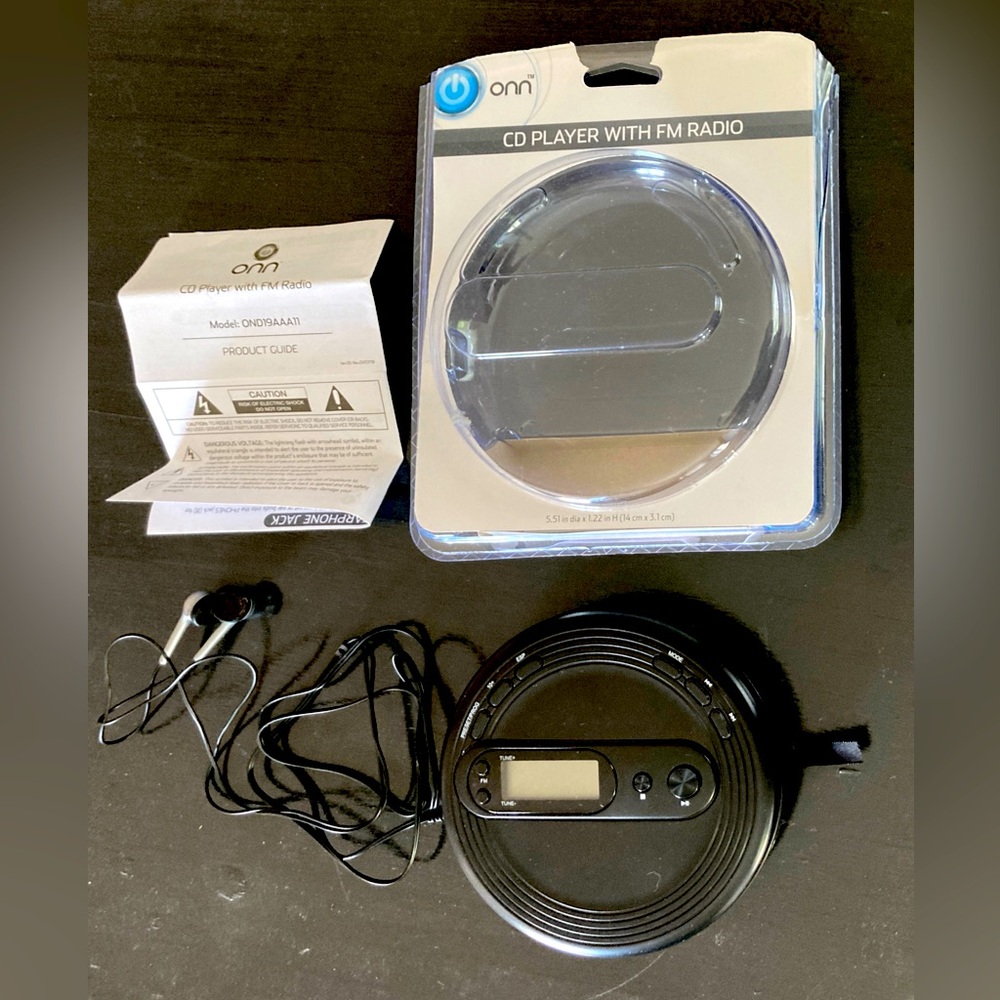 ONN Portable CD Player w/ FM Radio and Stereo Earbuds - Picture 3 of 11